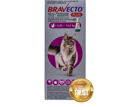 Bravecto Plus Cat Spot On Tick, Flea and Worm Treatment - 6.25-12.5k